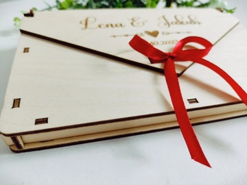 Pudełko koperta na pieniądze ślub pamiątka prezent drewniane