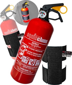 АВТОМОБИЛЬНЫЙ ОГНЕТУШИТЕЛЬ ПОРОШКОВЫЙ ОГНЕЗАЩИТНЫЙ 1КГ + ДЕРЖАТЕЛЬ НА ВЕЛКРО ДЛЯ АВТОМОБИЛЯ