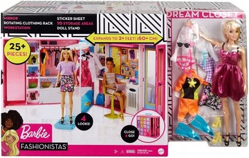 BARBIE WYMARZONA SZAFA NA UBRANKA + LALKA GBK101