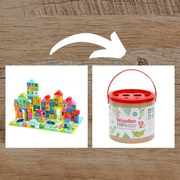 Деревянные кубики 160 шт. Конструктор образовательный большой 100 блоков 60 пазлов