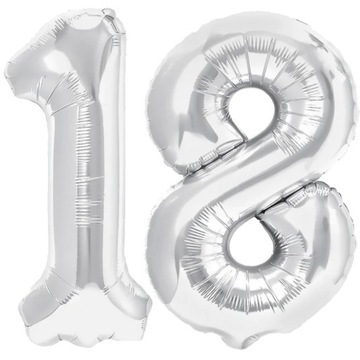 Balony foliowe NA 18 URODZINY srebrne 100 cm