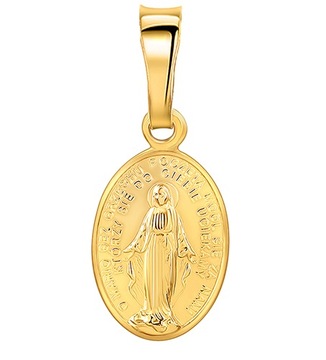 Złoty medalik CUDOWNY komunia chrzest srebro 925
