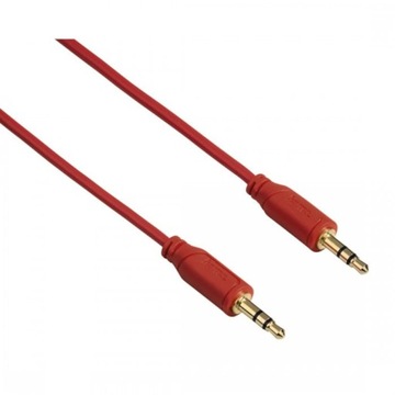 Kabel Mini JACK 3,5mm M/M Slim Soft Flexible Gold Czerwony 0,75m. HAMA