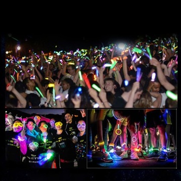 Светящиеся браслеты, повязки на голову, флуоресцентные палочки, 10 огненных палочек