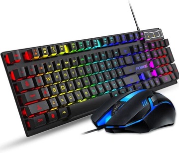 KLAWIATURA GAMINGOWA MECHANICZNA podświetlana RGB + MYSZKA GAMINGOWA LED