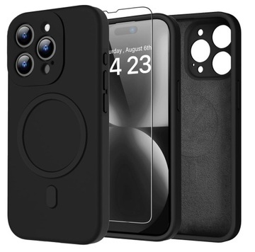 ETUI CASE DO IPHONE 13 PRO SILIKONOWE OBUDOWA + SZKŁO HARTOWANE 9H CZARNE