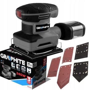 ГРАФИТОВАЯ ШЛИФОВАЛЬНАЯ МАШИНА 240ВТ 110X100MM 3 СМЕННЫЕ НОЖКИ 59G322