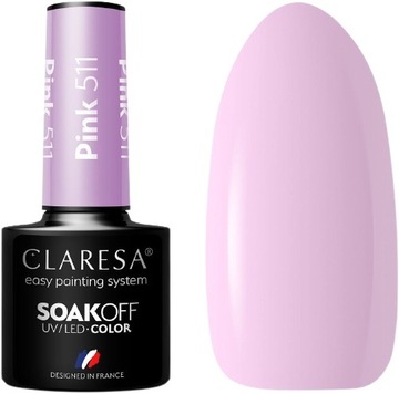 LAKIER HYBRYDOWY PINK 511 CLARESA Jasny Delikatnyn róż Łatwa aplikacja