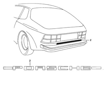 Porsche 924 944 широкая задняя серебряная наклейка
