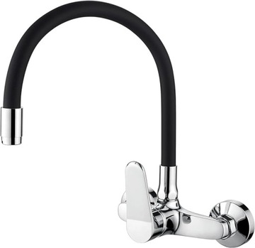Ibergrif Kitchen Tap Wall Mounted 360° Rotation,Wall Tap Chrome, Black
