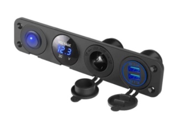 Skydelis žiebtuvėlio lizdas voltmetras kroviklis 2x USB 4,2A jungiklis 4 viename – nuotrauka 10