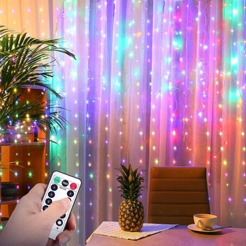 Kurtyna świetlna RGB 3mx3m 300 diód LED pilot 8 trybów