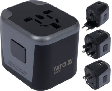 АДАПТЕР YATO TRAVEL АДАПТЕР С ЗАРЯДНЫМ УСТРОЙСТВОМ 2XUSB США Великобритания ЕС 150 СТРАН