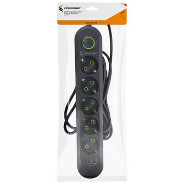 КАБЕЛЬ-УДЛИНИТЕЛЬ ДЛИНОЙ 5М, РАЗЪЕМ ПИТАНИЯ, 5 РАЗЪЕМОВ, 3 КНОПКИ ЗАЩИТЫ от перенапряжения USB.