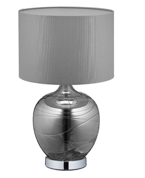 Szklana lampa stołowa z kloszem tkaninowym glamour