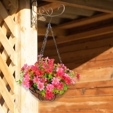 Искусственные висячие цветы в корзине для украшения лужайки во внутреннем дворике, розовые.