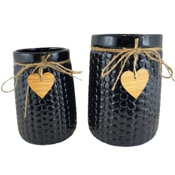 КЕРАМИЧЕСКАЯ ВАЗА ЧЕРНЫЕ ТОЧКИ 14,5 × 20 СМ