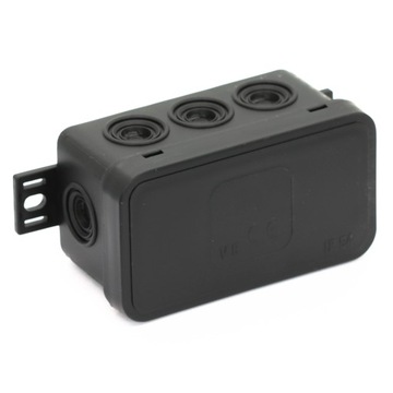 Puszka natynkowa czarna 80x45x40 n/t IP54 klik 8-in do RJ45 CCTV LED czarna
