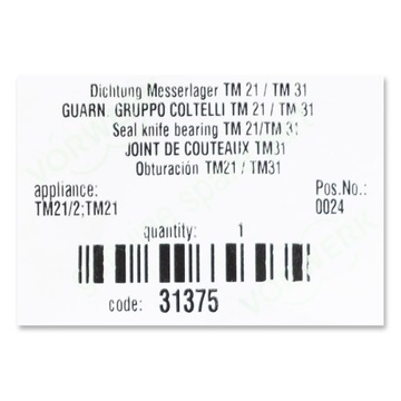 ОРИГИНАЛЬНОЕ УПЛОТНЕНИЕ НОЖА THERMOMIX TM31 TM21