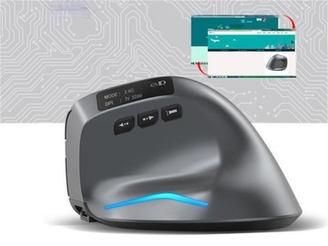 БЕСПРОВОДНАЯ ВЕРТИКАЛЬНАЯ МЫШЬ Аккумулятор 730 мАч USB-C BT 2.4G OLED до 3200 DPI