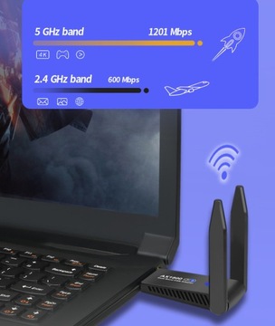 СЕТЕВАЯ КАРТА WIFI 6 WPA3 USB3.0 2,4G/5G 1800 Мбит/с