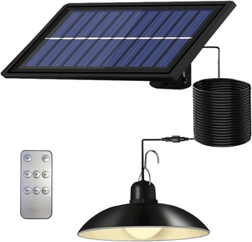 ZESTAW TALERZ LAMPA SOLARNA LED WISZĄCA Z PANELEM SOLARNYM OGRÓD + PILOT