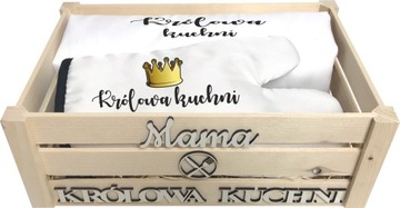 ZESTAW FARTUCH PREZENT NA DZIEŃ MAMY SKRZYNKA MAMA