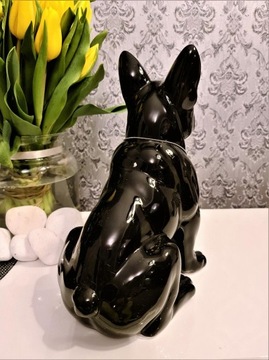 Керамическая фигурка черного бульдога H32