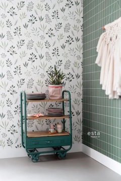 Флизелиновые обои с зелеными ветками и листьями