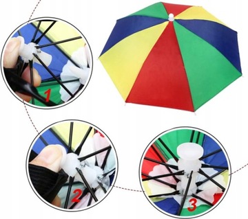 5X PARASOLKA PARASOL NA GŁOWĘ CHRONIĄCY PRZED SŁOŃCEM SKŁADANY KOLOROWY