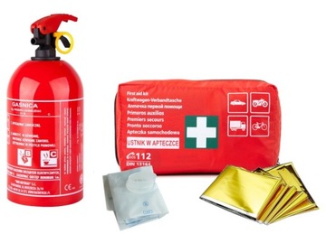 Автомобильная аптечка DIN13164 NRC одеяло + огнетушитель 1кг