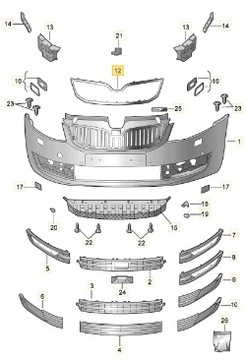 LIŠTA CHRÓM MŘÍŽKY MASKA OCTAVIA III 5E