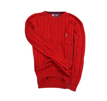 RALPH LAUREN CHAPS _ SWETER RED WARKOCZE _ M / L _ MEN _ 100% BAWEŁNA