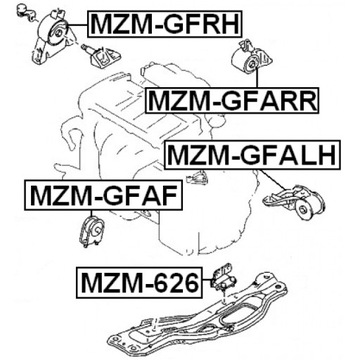 MZM-626 FEBEST ULOŽENÍ MOTORU ZADNÍ MAZDA 626 GE