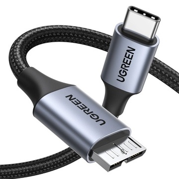 KABEL USB C / MICRO USB-B 3.0 UGREEN US565 5GB/S 3A 0.5M + GRATIS RYSIK