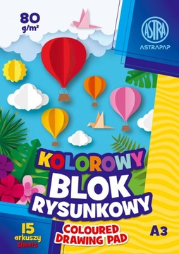 BLOK RYSUNKOWY A3 KOLOROWY ASTRINO