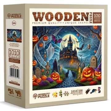 Puzzle Drewniane 1000 Elementów - Noc Duchów i Dyni - Wooden.City