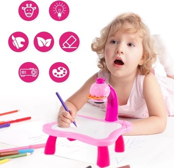 ПРОЕКТОР ДЛЯ ДЕТЕЙ ДЛЯ РИСОВАНИЯ ПРОЕКТОР НА НОЖКАХ, 24 СЛАЙДА, РОЗОВЫЙ НАБОР