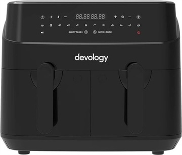 Devology Podwójna frytkownica powietrzna 9 l, 2 x 4,5 l,