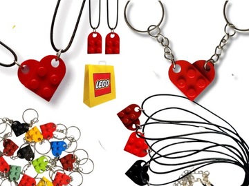 BRELOK + NASZYJNIK z klocków LEGO Serce Breloczek 2szt Dzień kobiet +GRATIS