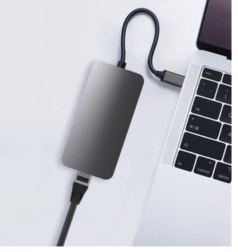 АДАПТЕР-ХАБ USB-C 3x USB HDMI 4K RJ45 PD