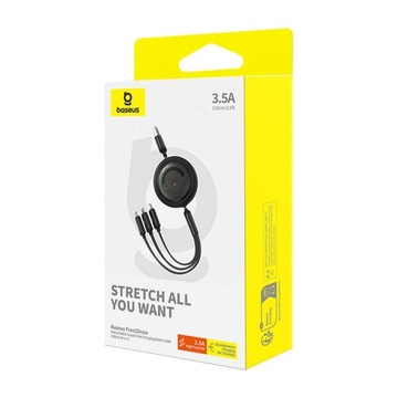 Перемоточный кабель BASEUS 3В1 MICRO USB/USB-C/LIGHTNING 3,5А 1,1М