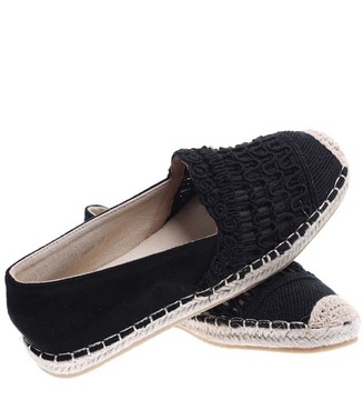 Czarne ażurowe balerinki espadryle damskie 15750 39