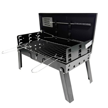 GRILL WĘGLOWY TURYSTYCZNY SKŁADANY PRZENOŚNY WALIZKA KEMPING BBQ1009