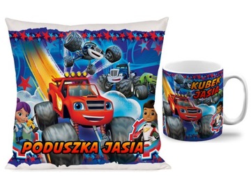 ZESTAW KUBEK PODUSZKA BLAZE I MEGA MASZYNY + IMIĘ