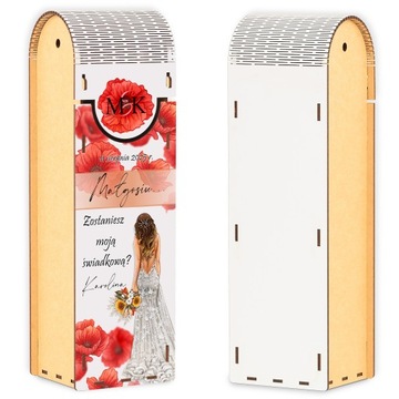 PROŚBA O ŚWIADKOWANIE DLA ŚWIADKOWEJ ZAPROSZENIE BOX SKRZYNKA NA WINO