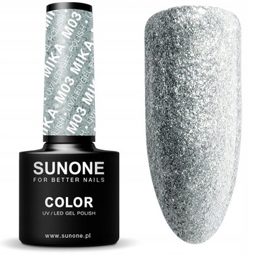 SUNONE LAKIER HYBRYDOWY M03 MIKA SREBRNY SZARY BROKATOWY UV/LED ML 5G
