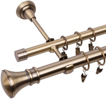 KARNISZ PODWÓJNY 480CM 25+19MM PRIMA METALOWY 3 KOLORY WYBÓR ZAKOŃCZEŃ RENA