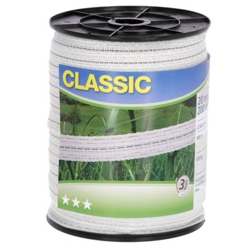 Taśma CLASSIC 20mm 200m do pastucha biała PASTUCH