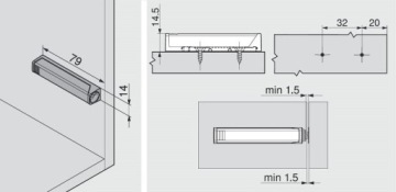 НАКОНЕЧНИК BLUM ДЛИННЫЙ ЧЕРНЫЙ МАГНИТ 956A1004 + ПЕРЕХОДНИК